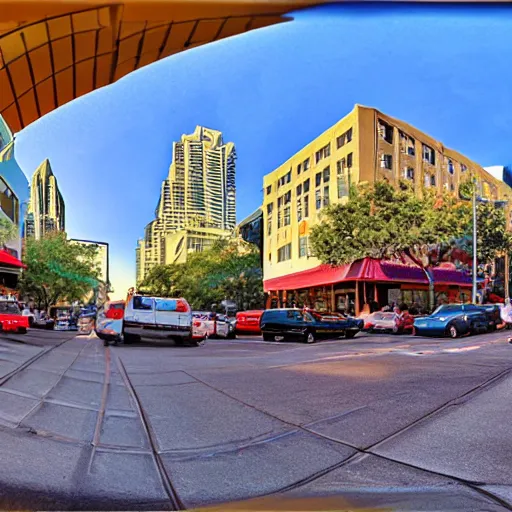 Prompt: Austin 4th Street panoramic photo