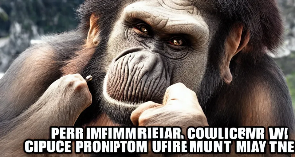 Prompt: Ape Pointing Gun at a Computer Meme