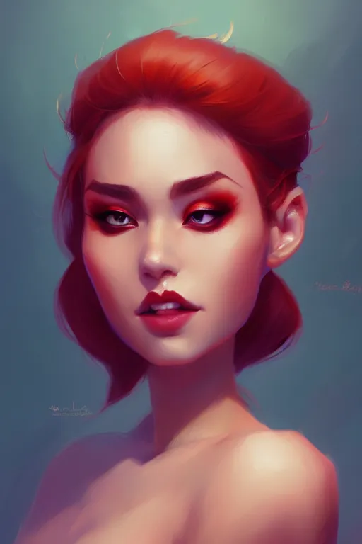 Image similar to a detailed portrait of a beautiful woman with ( red panda ) features, in professional makeup, dramatic lighting, by lois van baarle, ross tran, greg rutkowski, 4 k, trending on artstation