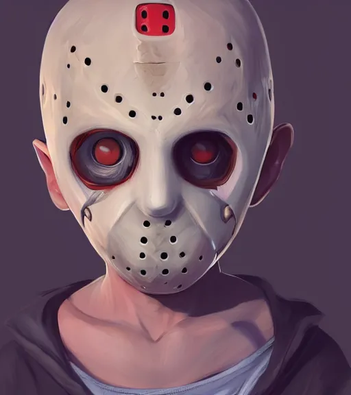 Image similar to beautiful little boy character inspired by jason voorhees and frankstein, art by rossdraws, wlop, ilya kuvshinov, artgem lau, sakimichan and makoto shinkai, concept art, anatomically correct, extremely coherent, realistic, smooth hd