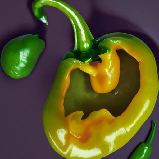 Image similar to A habanero shaped like the head of Bart Simpson realistic dramatic lighting