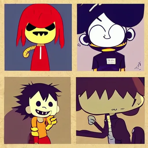 Image similar to six from little nightmares, lucy loud, noodle gorillaz phase 2, kris deltarune