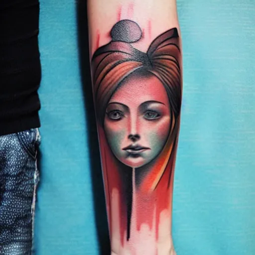 Image similar to a tattoo inspired by the musical artist aurora aksnes, abstract, pritty.