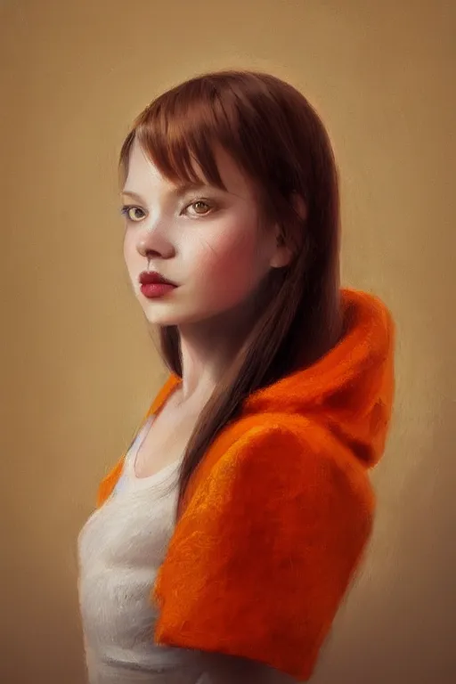 Image similar to beautiful aesthetic portrait of young woman wearing an orange tabby cat costume by wlop and Julia Razumova, deviantArt, trending on artstation, artstation HQ