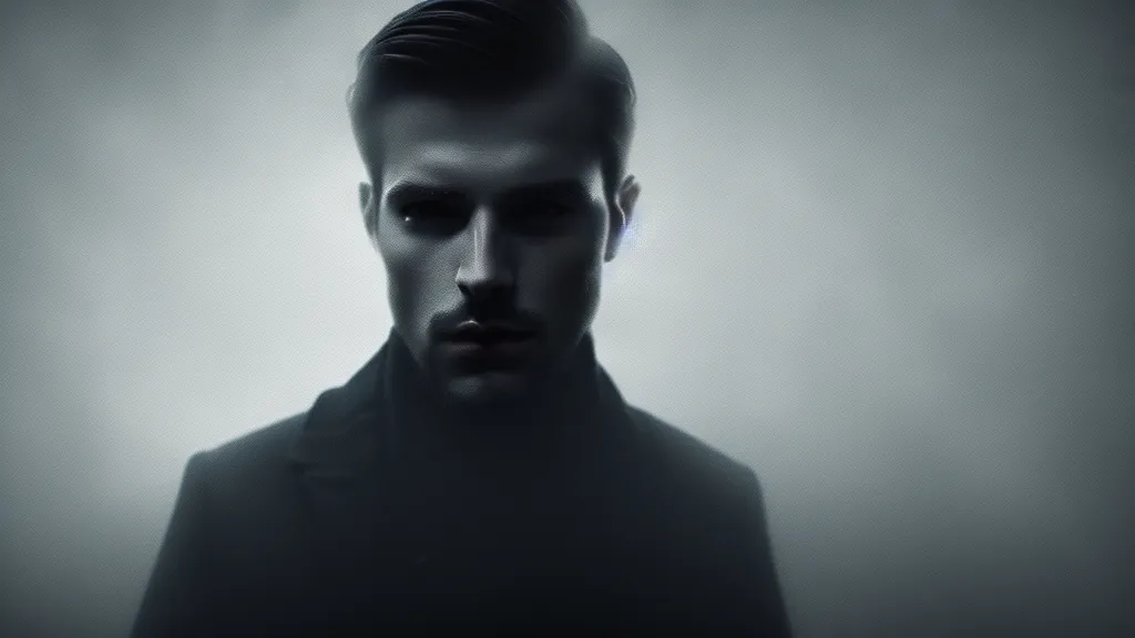 Prompt: portrait of a handsome man, fog, volumetric lighting, mystique, atmospheric, sharp focus, ultra detailed, noir art house, 4 k, cinematic, 3 5 mm