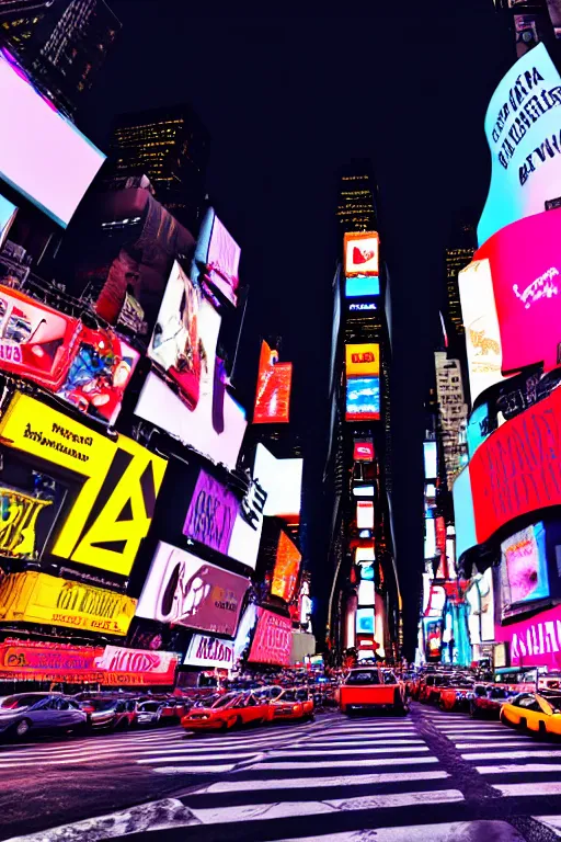 Image similar to neon streets of new york timesquare, 4 k, award winning photo