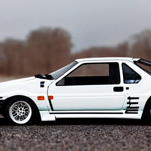 Image similar to drifting white Toyota AE86, medieval Byzantine mosaic