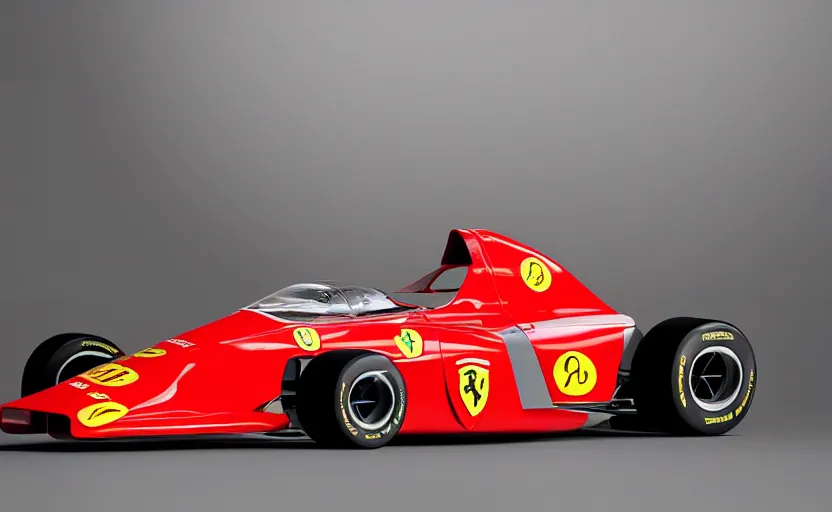 Prompt: retro futuristic ferrari formula 1 car inspired by f 1 2 0 2 1 concept, studio lighting,