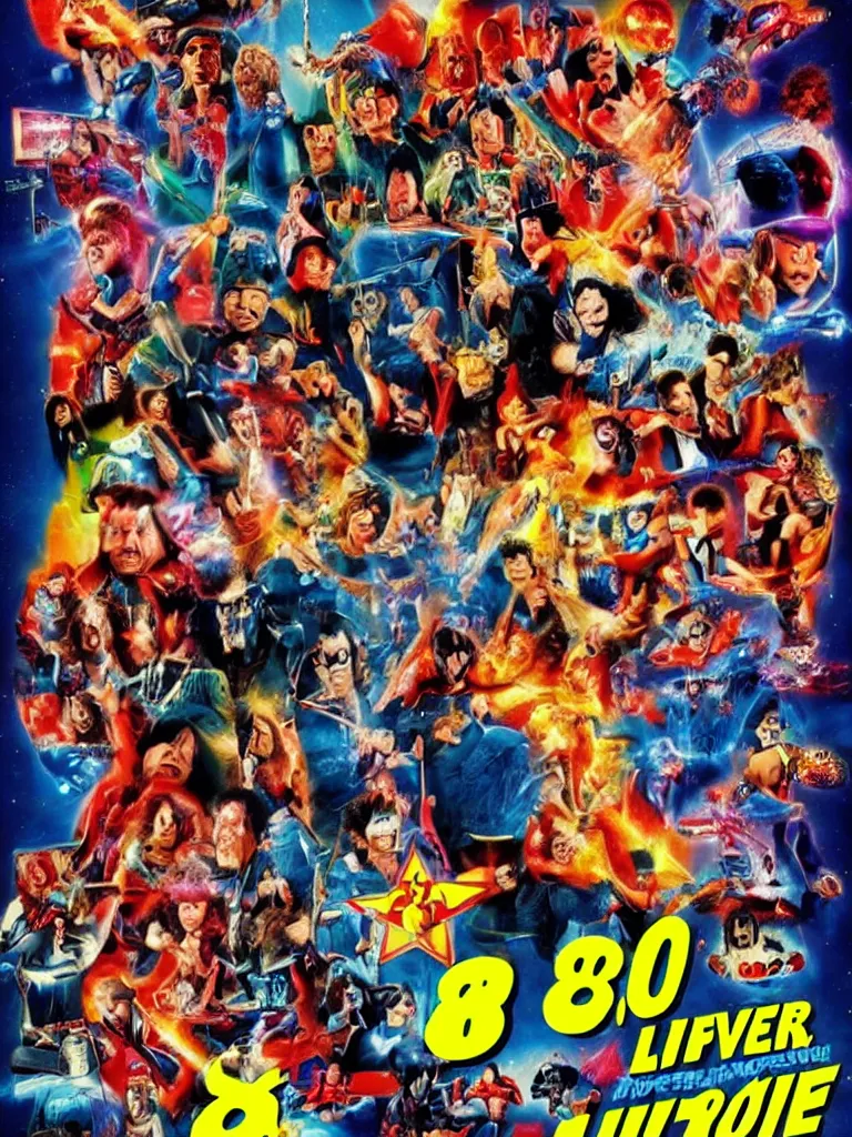 Image similar to 8 0 ´ s live action super hero movie poster