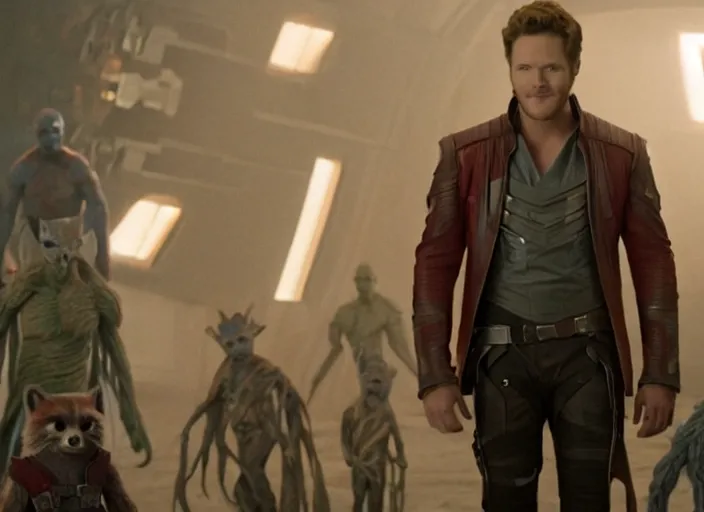 Prompt: film still of Star-Lord getting married in the new Guardians of the Galaxy movie, 4k