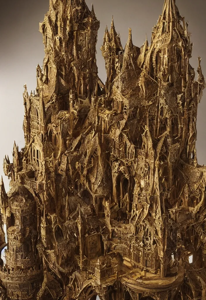 Prompt: An intricate detailed gothic golden castle by ellen jewett, tomasz alen kopera and Justin Gerard