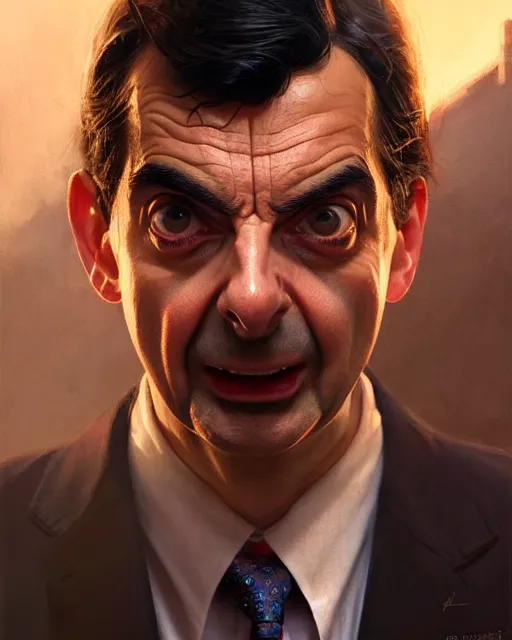 Image similar to mr bean ss spiderman, fine details, realistic shaded lighting poster by greg rutkowski, magali villeneuve, artgerm, jeremy lipkin and michael garmash and rob rey