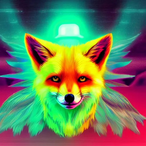 Prompt: digital lime fox, retrowave palette, digital world, highly detailed, electric breeze, anatomically correct vulpine, synth feel, fluffy face, ear floof, flowing fur, super realism, accurate animal imagery, 4 k digital art