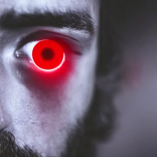 Image similar to a man with red glowing eyes