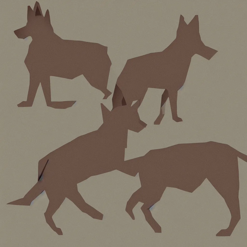 Image similar to illustration of chinese tangram of german shepherd silhouette, 2 d image