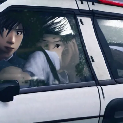 Prompt: ryosuke takahashi getting food at a drive - through, initial d anime screenshot, initial d anime 1 0 8 0 p, initial d stage 3