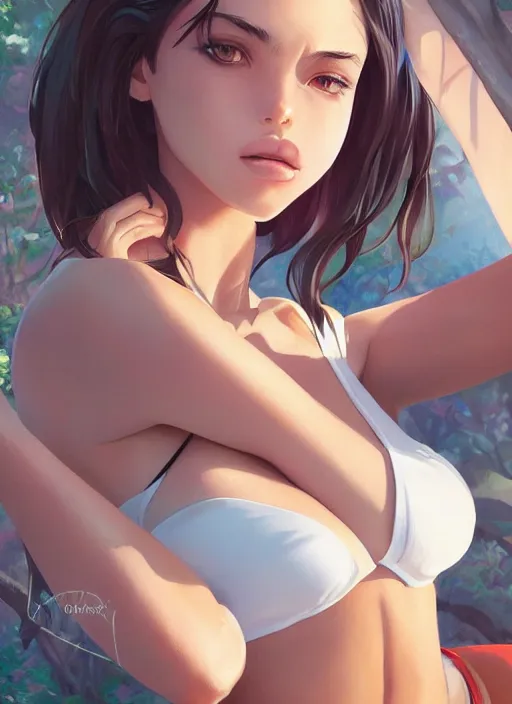 Prompt: isabelle mathers, portrait bikini shinkai makoto studio ghibli studio key hideaki anno sakimichan stanley artgerm lau rossdraws james jean marc simonetti elegant highly detailed digital painting artstation pixiv