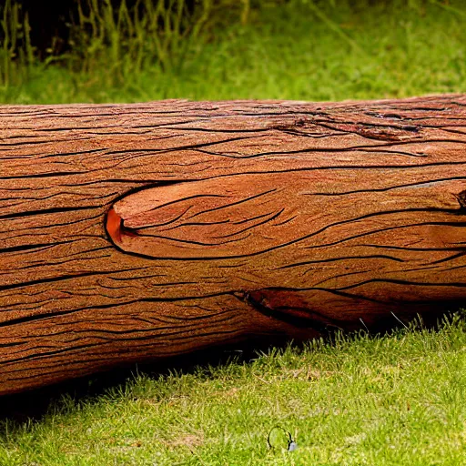 Image similar to anthropomorphic wooden log sleeping snoozing, pixar style