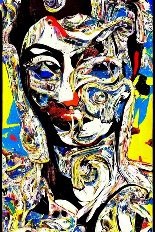 Image similar to youre from your father worm. symmetrical anatomy, baroque, pop art, hyperdetailed, without duplication, art by mimmo rotella and roy lichtenstein, intricate, trending artstation, dribble popular.