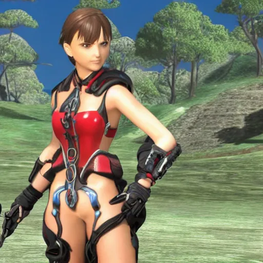 Image similar to natalie portman in xenoblade chronicles, character render, full body shot, highly detailed, in game render