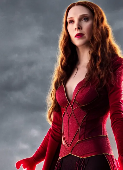 Prompt: full body portrait of the scarlet witch, beautiful, sensual, hyperrealistic, 8 k resolution