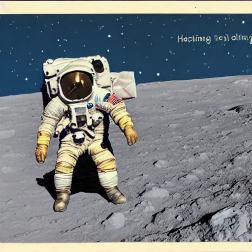 Image similar to a postcard sent by somebody holidaying on the moon - W768