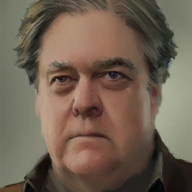 Image similar to steve bannon, portrait, elegant, intricate, digital painting, artstation, concept art, smooth, sharp focus, illustration, art by konstantin korovin and daniel f. gerhartz and john howe