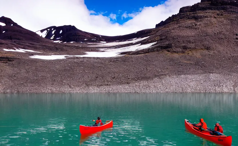 Image similar to canoeing through a lake of glaciers in iceland