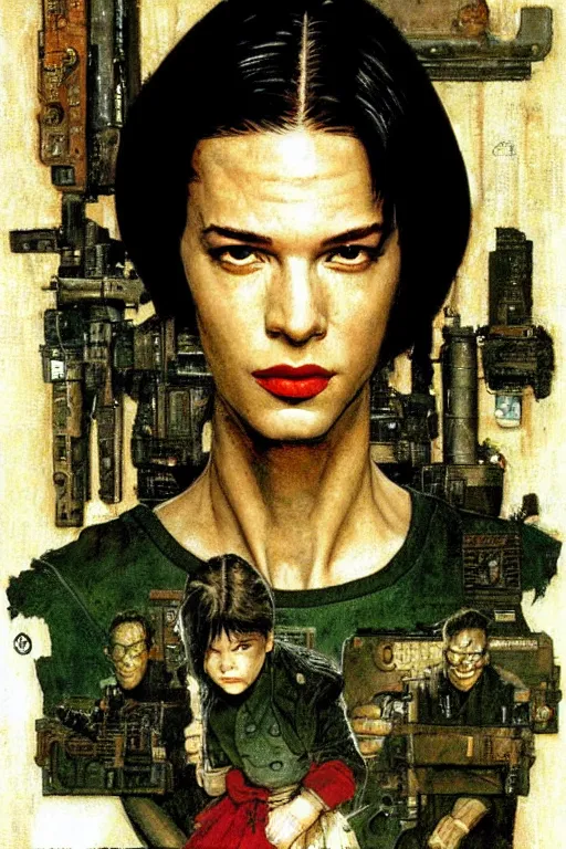 Image similar to Neo from Matrix painted by Norman Rockwell