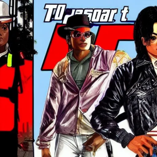 Prompt: michael jackson as a gta v cover art