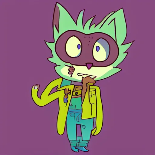 Image similar to a cat in the style of rick sanchez