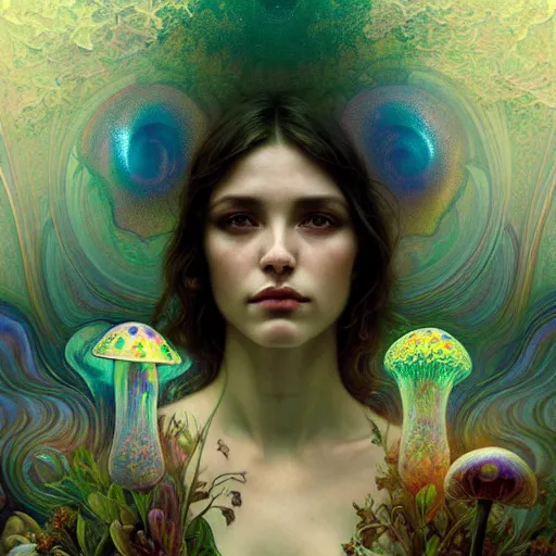 Image similar to An extremely psychedelic liquid marble ultra light, surreal, dramatic lighting, magic mushrooms, psilocybin, LSD, face, detailed, intricate, elegant, lithe, highly detailed, digital painting, artstation, concept art, smooth, sharp focus, illustration, art by Krenz Cushart and Artem Demura and alphonse mucha