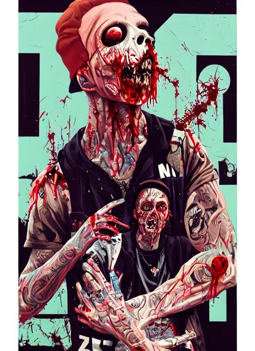 Image similar to zombie full body male modeling hiphop streetwear drip, tristan eaton, victo ngai, artgerm, rhads, ross draws