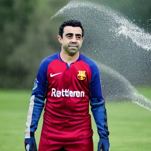 Prompt: xavi hernandez hit by a lightning, in forest