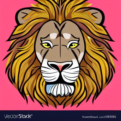 Image similar to a happy lion, whole body, Cartoonist, Anthropomorphic, portrait, highly detailed, colorful, illustration, smooth and clean vector curves, no jagged lines, vector art, smooth