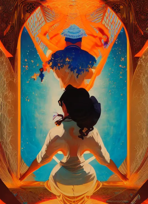 Prompt: symmetry! portrait of aladdin, orange spike aura in motion, floating pieces, painted art by tsuyoshi nagano, greg rutkowski, artgerm, alphonse mucha, spike painting