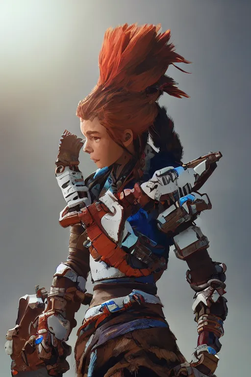 Image similar to combination suit armor aloy horizon forbidden west horizon zero dawn robot ninja mask helmet backpack tribal, aesthetic octane render, 8 k hd resolution, by ilya kuvshinov and cushart krentz and gilleard james radiating a glowing aura cgi rtx 2 0 2 2