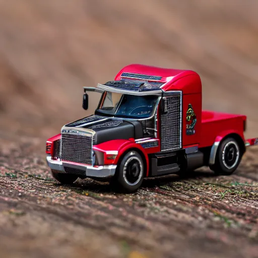 Image similar to macro photo of a miniature ho scale tesla cybertruck, taken with canon 8 0 d, canon 1 0 0 mm f / 2. 8