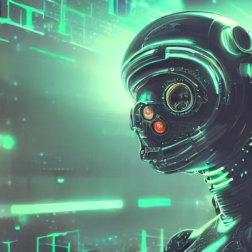 Prompt: cyberpunk concept cyborg bot, cinema 4 d, galaxy, ufo, space sci - fi, wearing vr goggles, illustration, portrait, pastel neon textured background night, trending on artstation, greg rutkowski, octane rendered, 1 2 k, detailed,