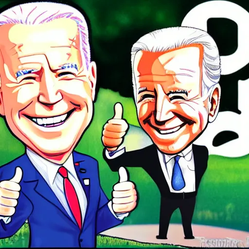 Prompt: cute chibi drawing of joe biden smiling and giving a thumbs up