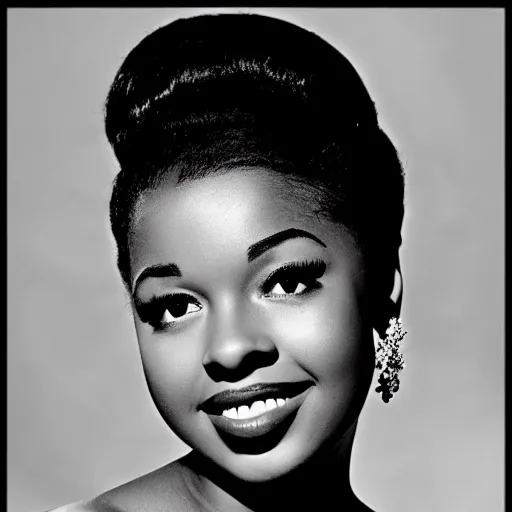 Image similar to black and white photo of a beautiful and elegant 1 9 5 8 young black actress