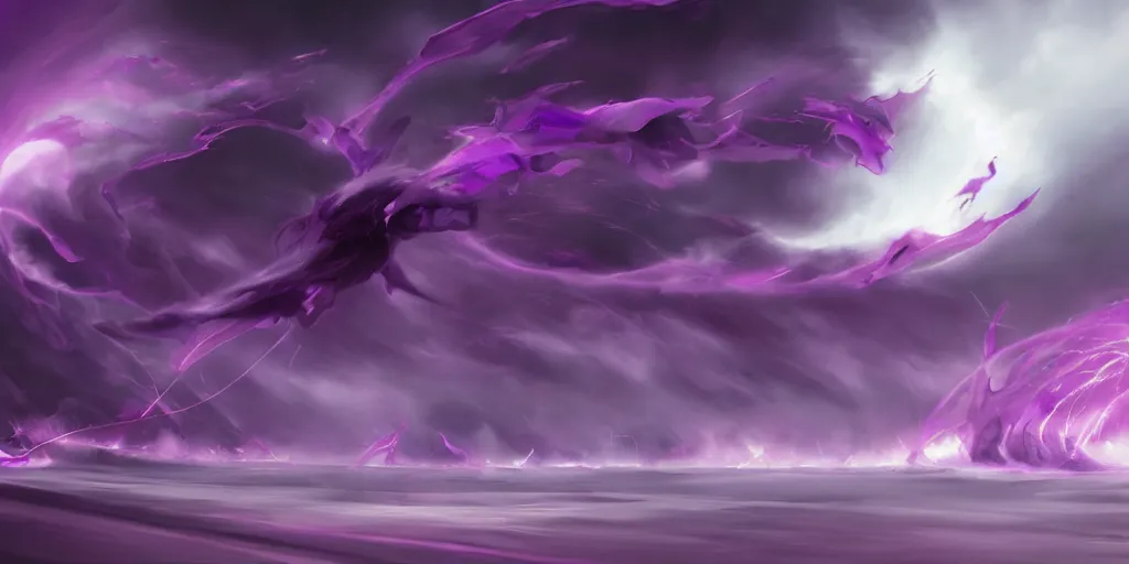 Image similar to purple and scarlet tornado, storm, rays, artstation