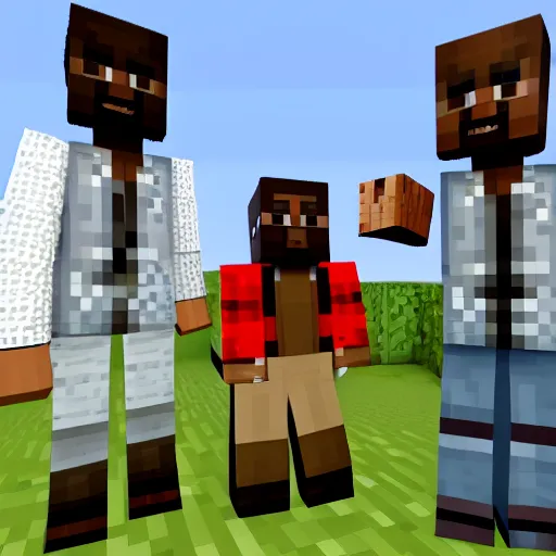 Prompt: kanye west shows everyone his minecraft skin that he made