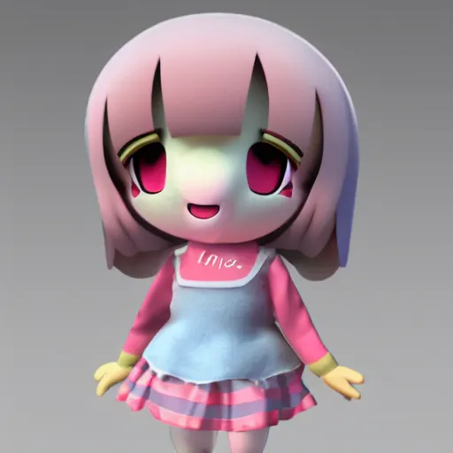 Prompt: cute fumo plush of a girl who loves to party, three point lighting, vray