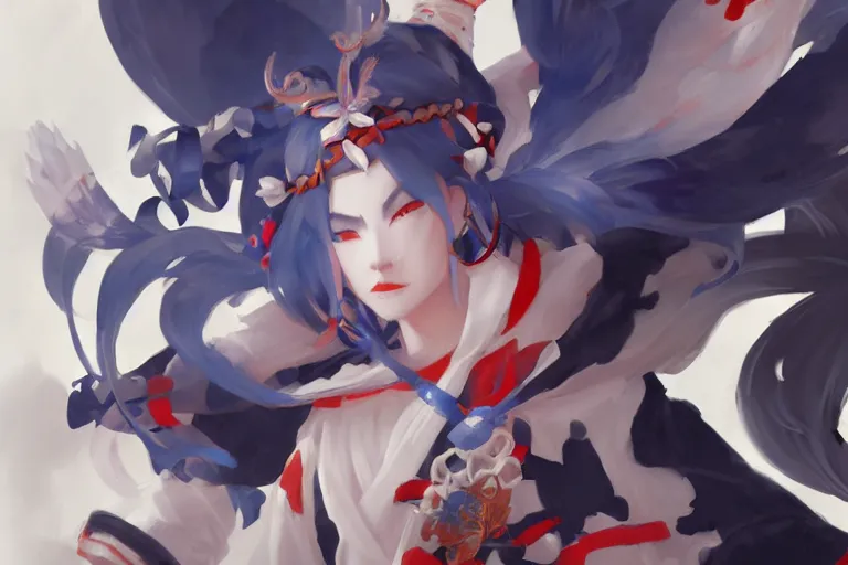 Image similar to Onmyoji detailed art, artstation, by Zeronis, by Bo Chen, by Alex Flores