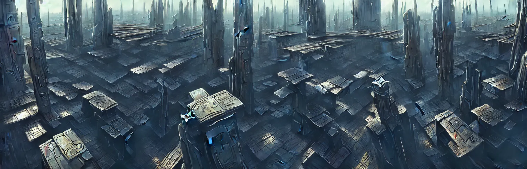 Image similar to abstract futuristic sci-fi folded multiplanar cyberpunk city, birds eye view, detailed, Lee Madgwick, Denis Sarazhin, artstation, unreal engine 5