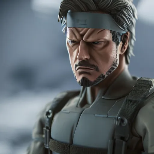 Image similar to film still of Solid Snake, sigma 85mm f/1.4, 4k, depth of field, high resolution, 4k, 8k, hd, full color