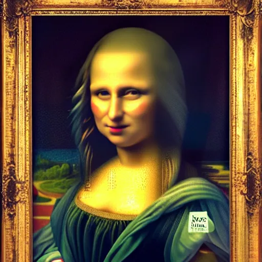 Image similar to Donald trump as Mina Lisa, realistic artstyle, wide shot, dramatic lighting, octane render, hyperrealistic, high quality, highly detailed, HD, beautiful, cinematic, 8k, unreal engine, facial accuracy, symmetrical