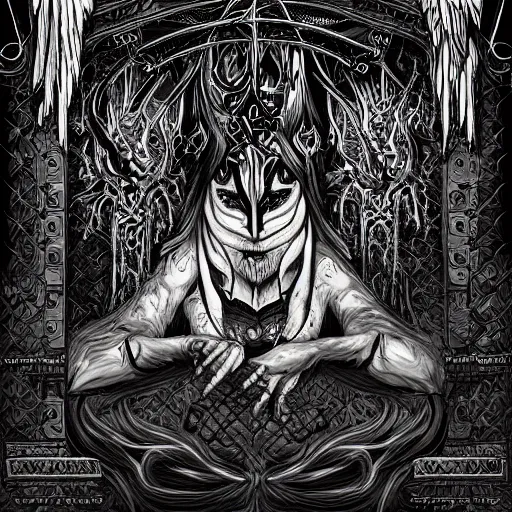 Image similar to black metal art, intricate, highly detailed, digital painting, concept art, album cover, illustration