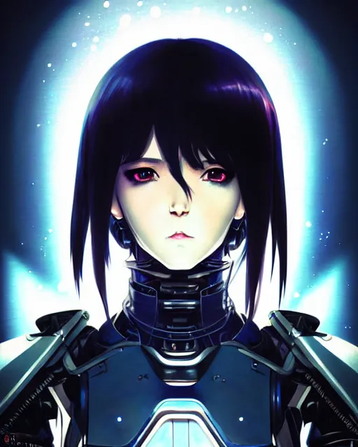 portrait Anime cyberpunk cyborg girl in mechanical